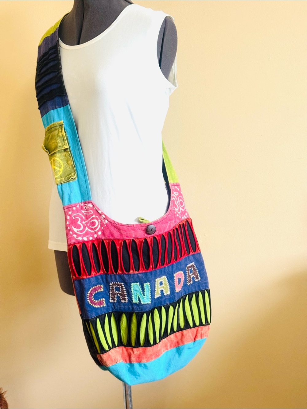 CANADA Bohemian Multicolor Crossbody Sling Bag , Made In Nepal